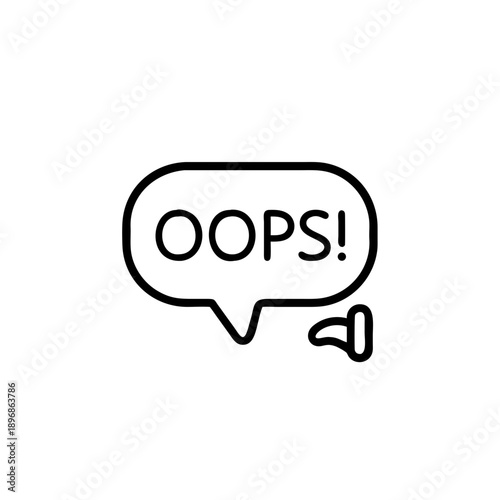 Funny Speech Bubble Outline Icon with Oops Text for Prank Concept Vector illustration