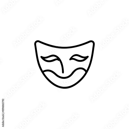 Sneaky Smiling Mask Outline Icon with Subtle Mischief Expression Vector illustration