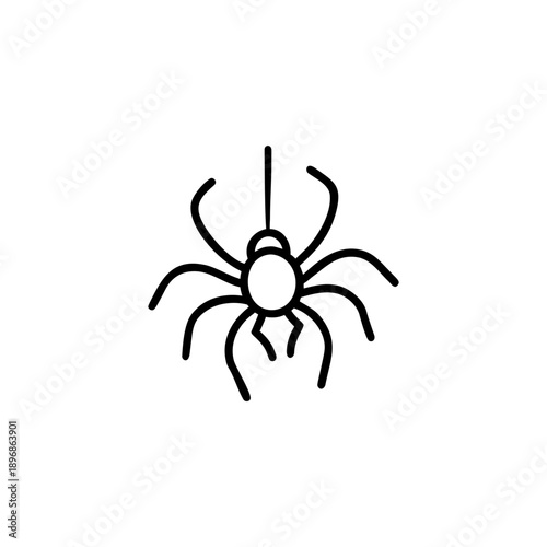 Outline illustration of a fake spider prank in simple clean line art On white Background Vector illustration