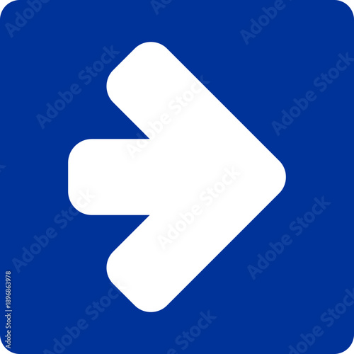 A bold, white arrow directs the path ahead against a striking blue backdrop, symbolizing progress, direction, and the act of moving onward.