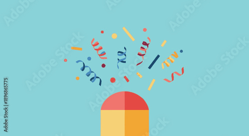 Colorful Confetti Emerging from Bottle Top.