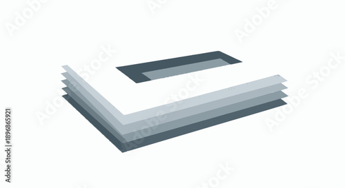 Stack of White Paper Sheets with Cutout.