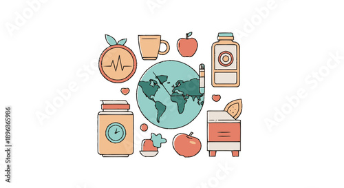 Global Health and Wellness Icons Collection.