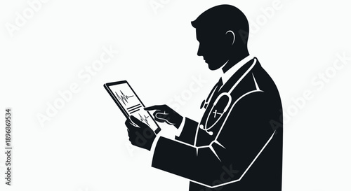 Doctor Using Digital Tablet with Stethoscope.