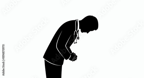 Doctor Silhouette with Stethoscope around Neck.