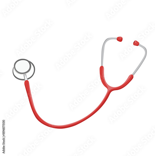 Red Doctor Stethoscope Tool Illustration Isolated on White Background