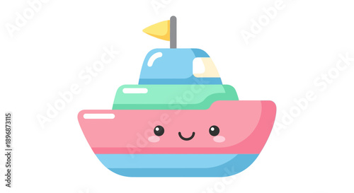 Cartoon Boat with Smiling Face Illustration.