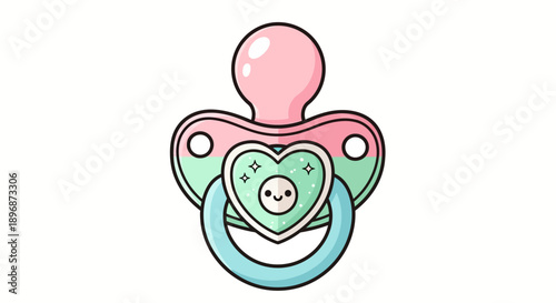 Colorful Cartoon Pacifier with Heart Design.