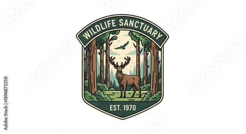 Majestic Stag Standing Proudly in Lush Forest Sanctuary.