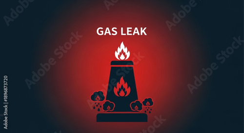 Industrial gas leak with flames erupting from a tall structure.