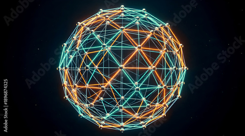 AI-powered decentralized mesh network representing autonomous agent communication and enterprise-level automation solutions.