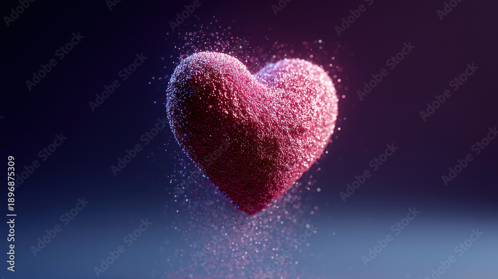 Obraz premium Glitter-covered heart with celebration sparkles for festive love