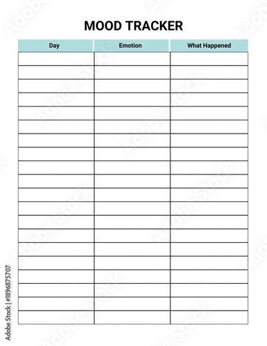 Mood Tracker Template With Day Emotion And Event journal