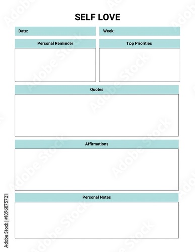 Self Planner With Reminders And Affirmations personal