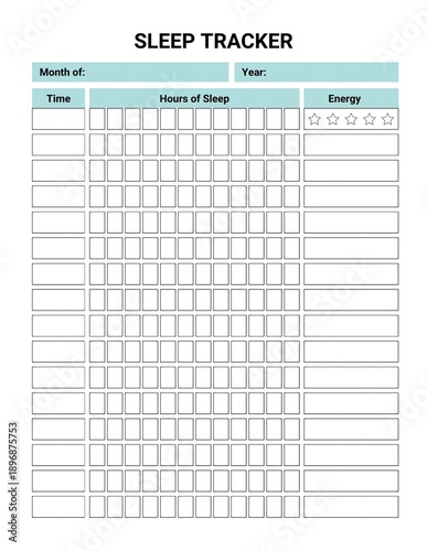 Sleep Tracker Template With Hours And Energy Rating