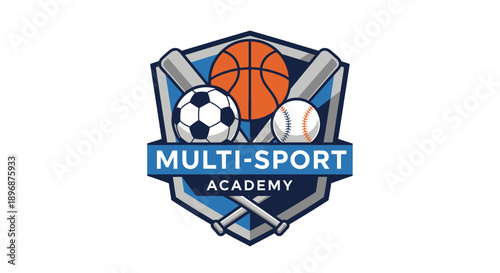 Multi-Sport Academy logo with various sports equipment for athletic training.