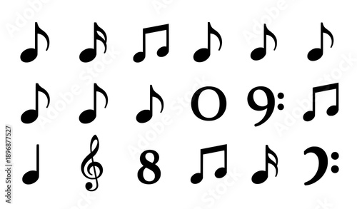 Music notes silhouette icon set musical symbol vector illustration