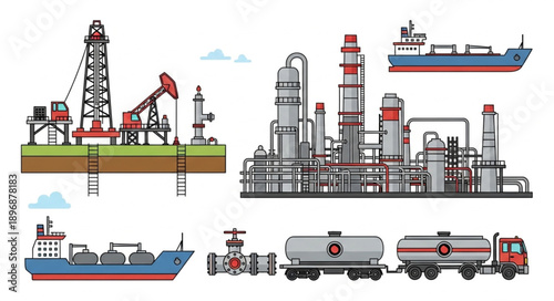 Industrial oil and gas extraction and transportation equipment.