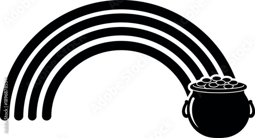 Rainbow Ending in a Pot of Gold Coins