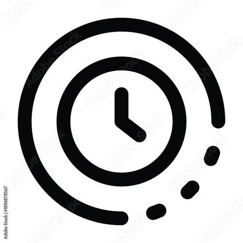 Black outline illustration of a clock with 24-hour indication. Clean line style representing continuous service, time management, availability, and customer support concepts.