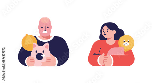 Man and Woman Saving Money Together.