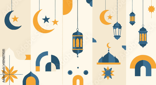 Islamic Symbols and Lanterns Hanging Decorations.