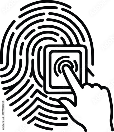 Biometric Fingerprint Authentication Icon – Digital Identity Scan and Cybersecurity Access Symbol