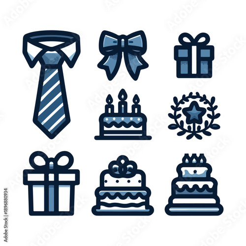 fathers day italy safari outline duo tone icon set