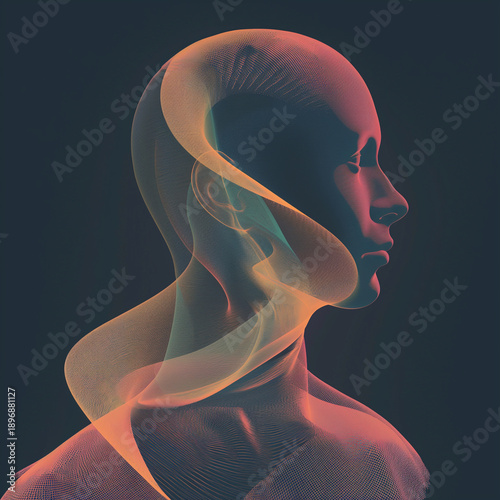 Futuristic abstract depiction human mind glowing energy light  creativity imagination consciousness.