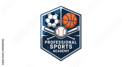 Professional Sports Academy emblem with various sports equipment.