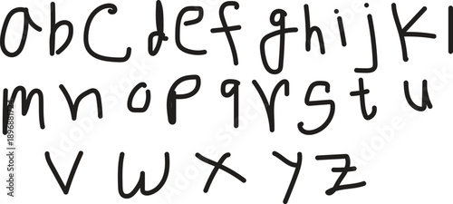 Handwritten alphabet letters in lowercase and uppercase style