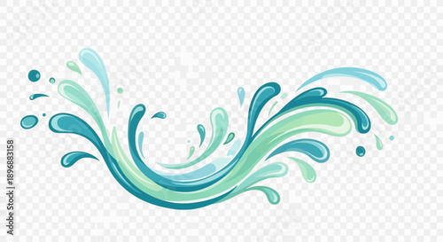 Dynamic Splash of Liquid in Motion, Abstract Artistic Illustration, Fluid Dynamics, Splashing, Liquid