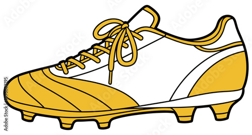 Classic Yellow and White Soccer Cleat Illustration