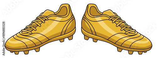 Golden Soccer Cleats Illustration