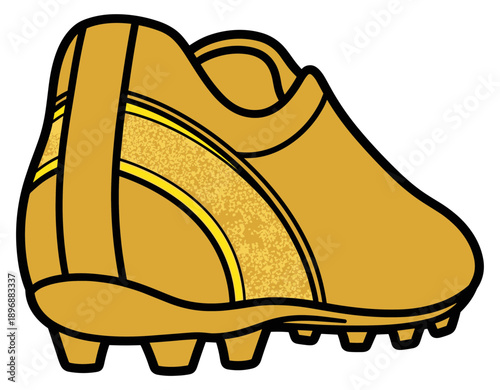 Golden Soccer Cleat Illustration