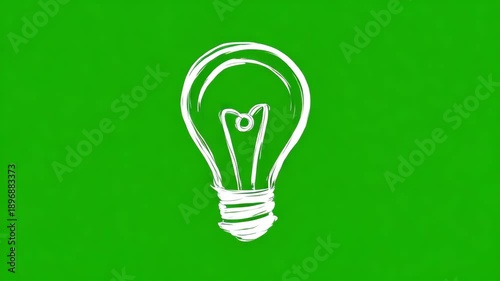 Stock Video Hand drawn Scribble Light Bulb Icon on Green Screen Background