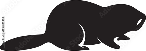 Black silhouette illustration of a beaver, an industrious semi-aquatic rodent