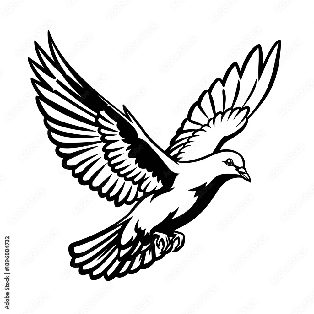 Fototapeta premium Elegant Dove in Flight Symbolizing Peace and Freedom.