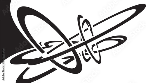 Black and White Abstract Art with Swirling Lines Design