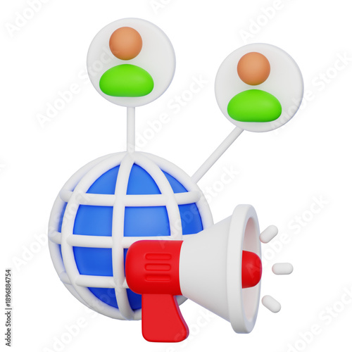 Global Communication and Networking with Megaphone and People Icons