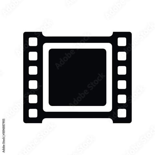 A monochrome illustration of a film strip, representing cinema, movies, and entertainment