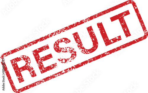 A gritty red rubber stamp clearly displaying the word RESULT on an isolated white background