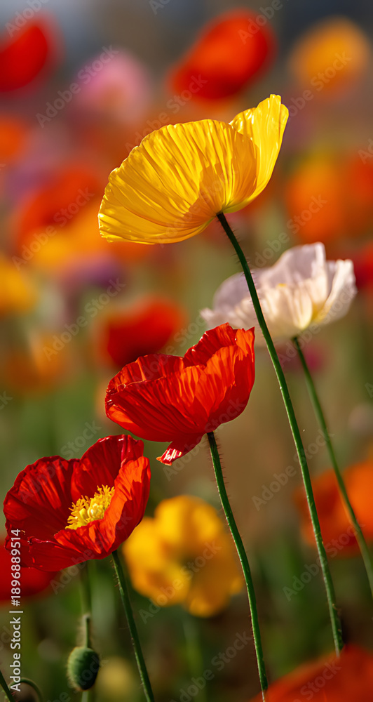 Obraz premium a field of colorful poppies in full bloom