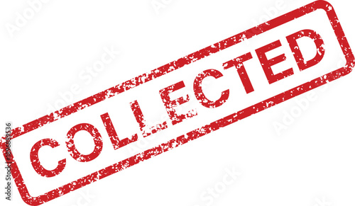 A grunge style red rubber stamp with the bold word COLLECTED appears diagonally on a simple white backdrop
