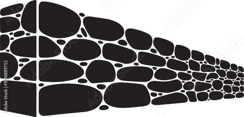 Black and white stone wall pattern perspective illustration design
