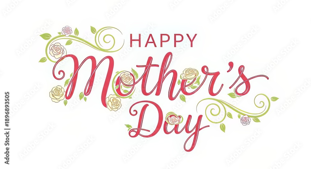 Fototapeta premium Happy Mothers Day floral greeting card design