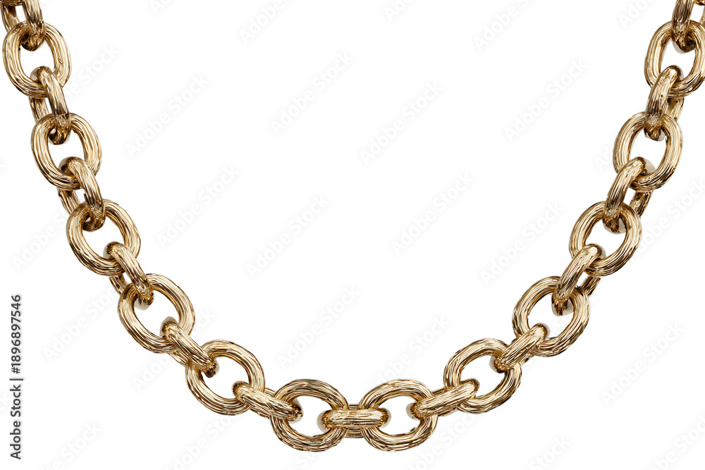 Fototapeta premium Close view of a golden chain with links displayed against a dark background in a studio setting