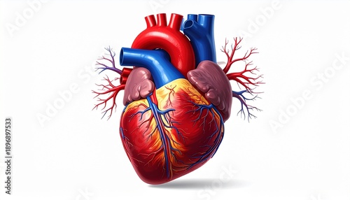 Human Heart Anatomy with Blood Flow Detail