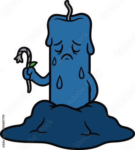 Heartbreak candle sticker | Blue sad candle with broken heart icon for breakup apps