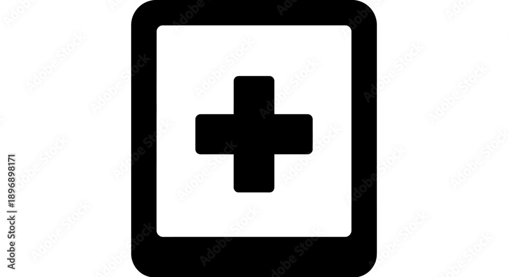 Obraz premium Medical cross symbol on mobile device screen
